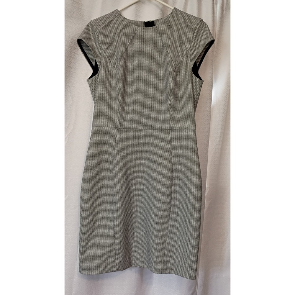 H&M Houndstooth Sheath Midi Dress - Size 12- Black and White, Business‎ Cocktail